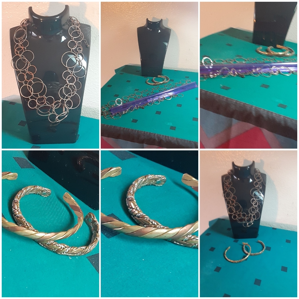 Copper tone necklace and 2 copper tone bracelet